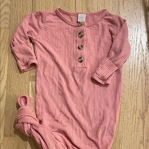 Lou Lou & Company Ribbed Knot Gown in Pink